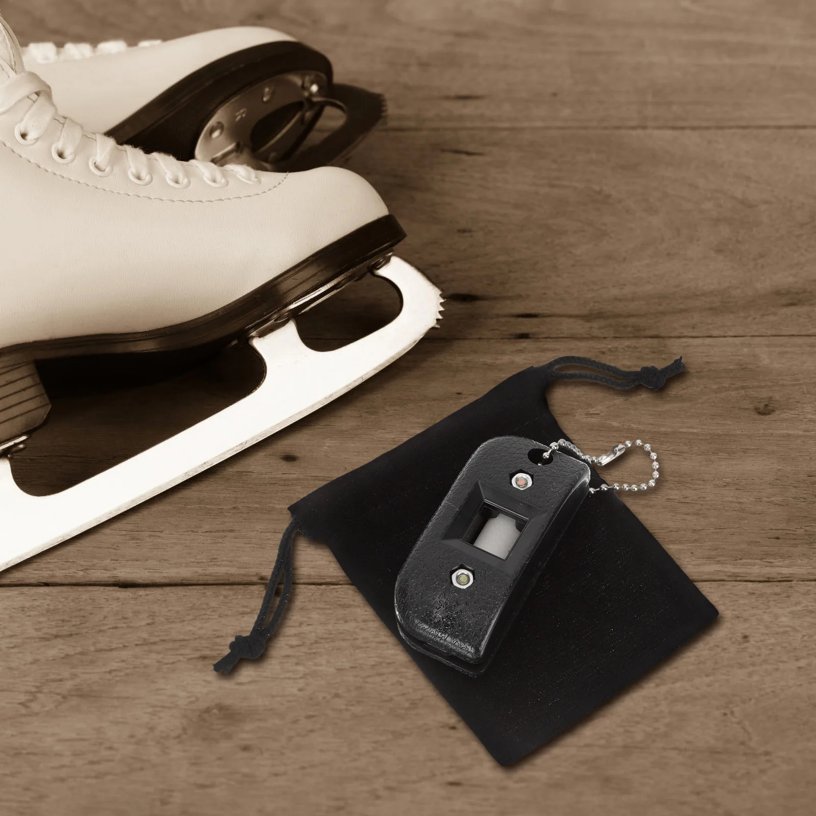White Sandstone Portable Ice Skate Sharpener Adjustable Design Fine Wheels Results Convenient Grindstone Blades