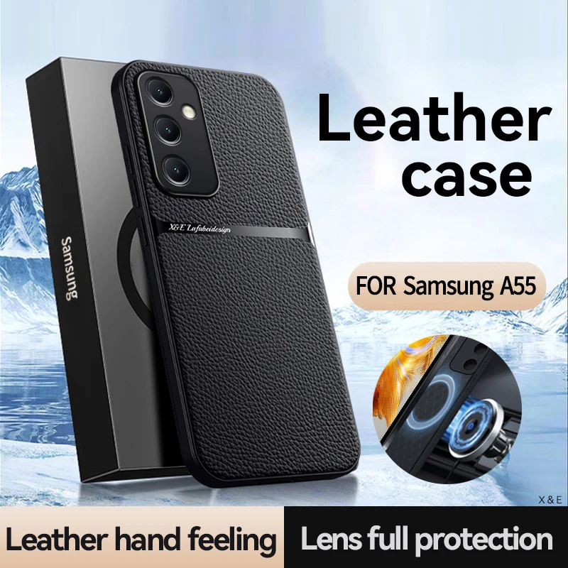 Per Samsung Galaxy A55 5G Custodia In Pelle Magnetica Per Auto Custodia Per Telefono Per Samsung A55 A55 A 55 5G Cover Posteriore Antiurto In Silicone