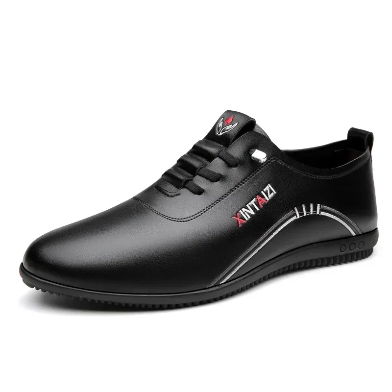 Soft Men's Leather Shoes Four Seasons New Business Fashion Lightweight Flat Outdoor Street Walking Sports Casual