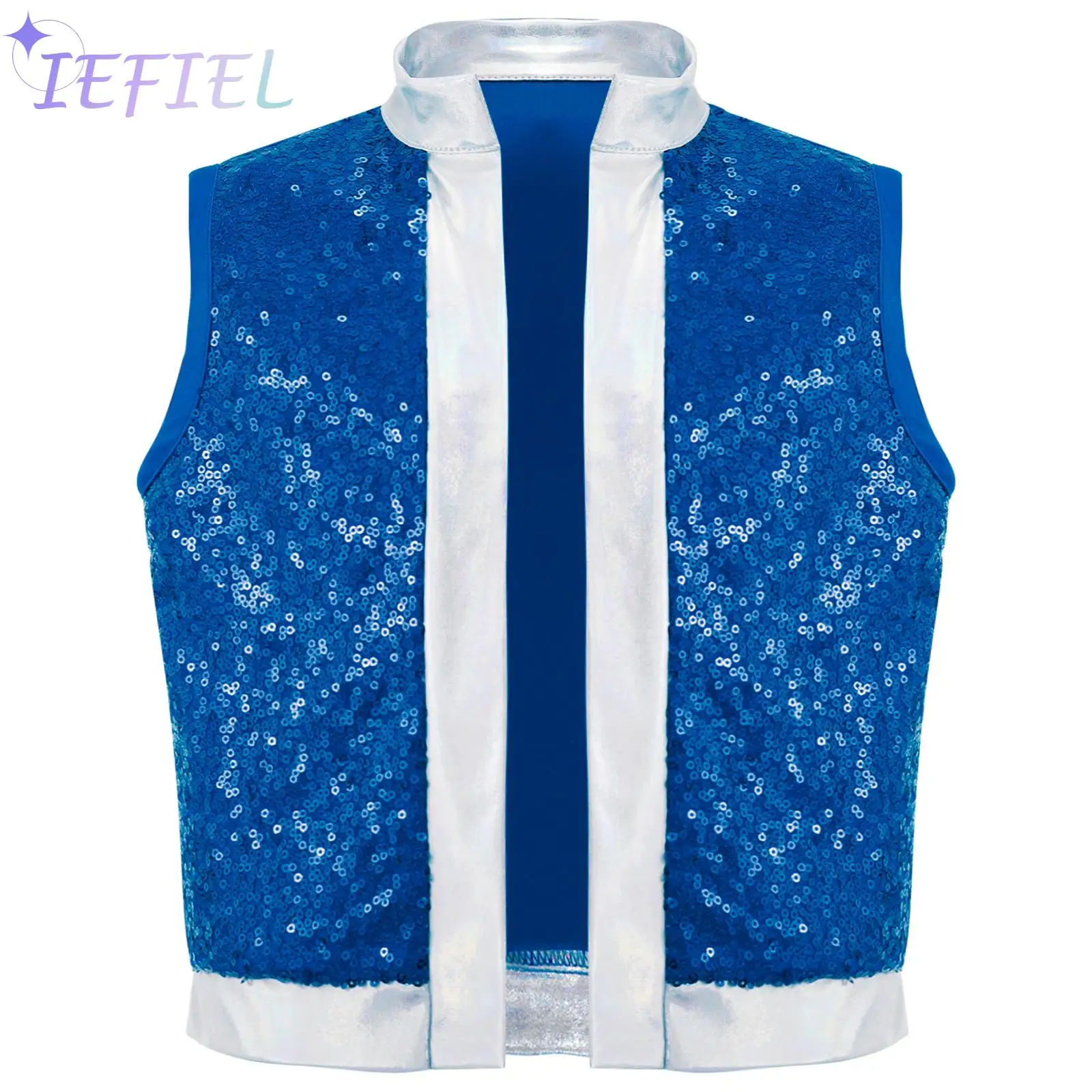 

Kids Stylish Clothing Shiny Sequins Decorated Bronzing Cloth Edge Costume Cardigan Stage Performance Jazz Street Dance Wear
