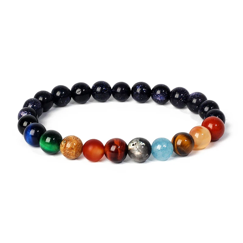 Pulsera del sistema Solar del universo para hombre y mujer, brazalete de piedra Natural con ocho planetas, regalo para mejores amigos, joyería para pareja, 2022