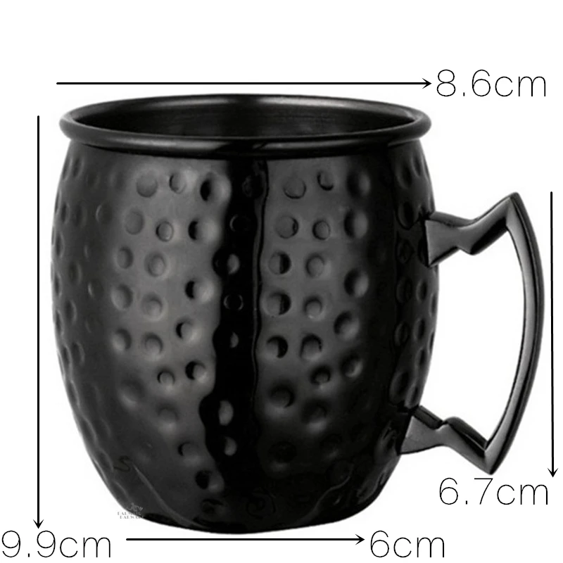 1pcs 550ml Black Moscow Mule Copper Mugs Metal Mug Cup Stainless Steel Beer Wine Coffee Cup Barware