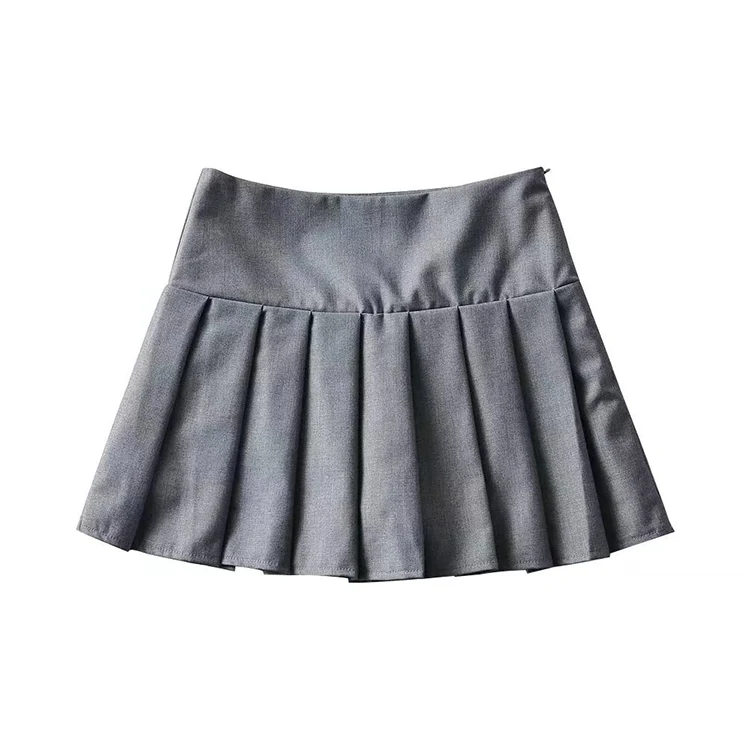 Women Pleated Skirt Style Shorts 2022 Summer High Waist Gray Mini Shorts Sexy Solid Color Shorts short shorts