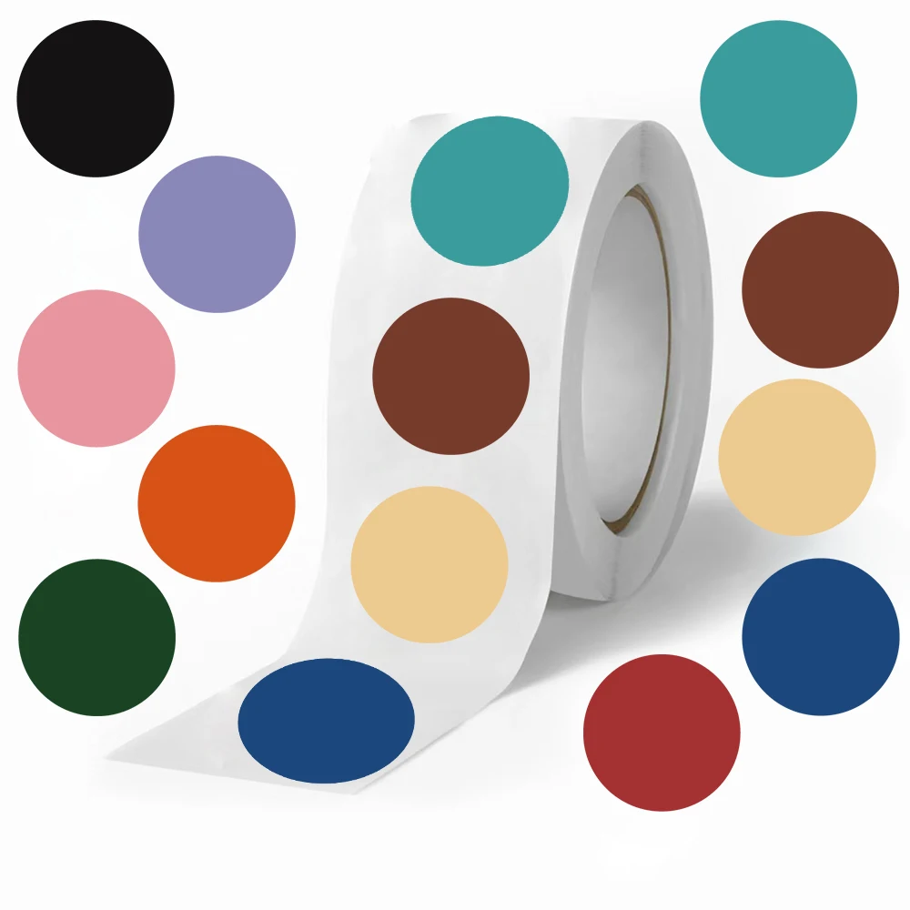 500PCS Color Code Dot Labels 1 Inch Round Chroma Stickers Set - Red Yellow Blue Pink Black Stationery Stickers for Organization