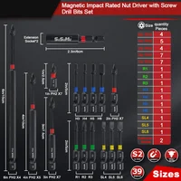 39pcs Screwdriver Bit Set Strong Torque Screwdriver Impact Driver Bit Set Non-slip Magnetic Batch Head Impact Screw Driver Bit 2