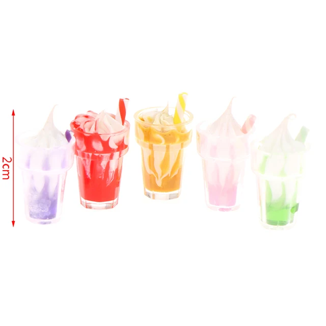 5Pcs 1/12 Dollhouse Miniature Ice Cream Mini Sundae Ice Cream Cup Modle Toys Pretend Food Kitchen Doll House Accessories Decor 2