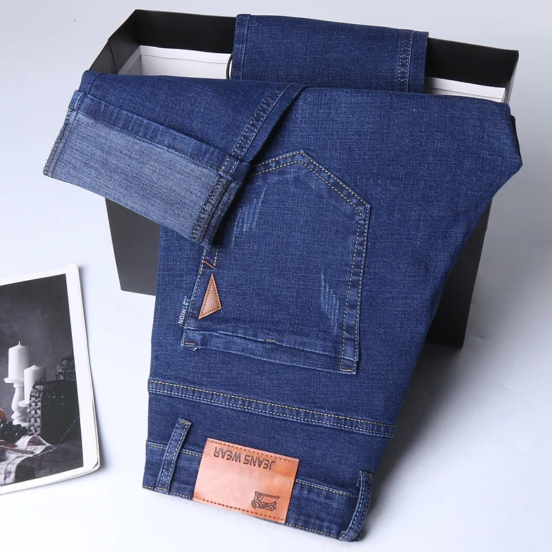 [High Quality] Autumn New Elastic Jeans Men's Straight Pants Casual Versatile Wear-resistant Pants Denim Pants