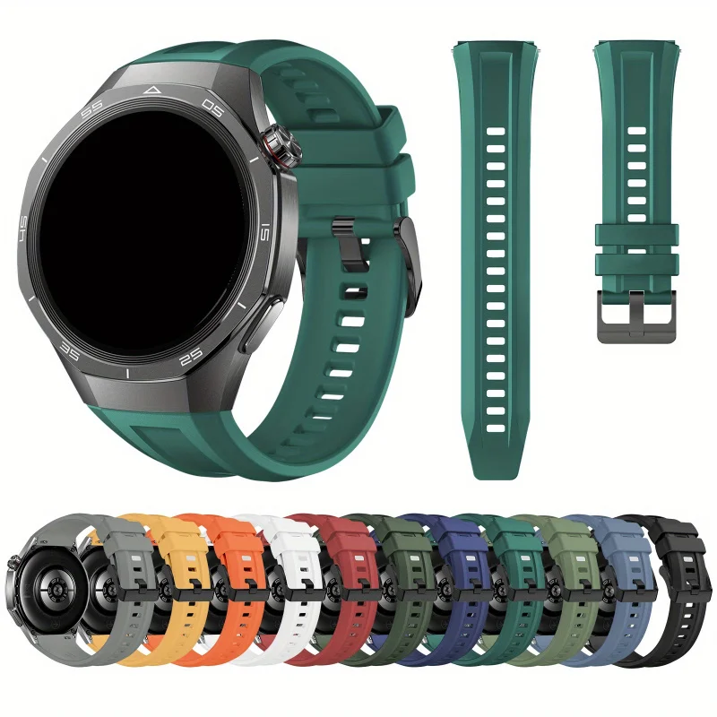 Breathable Multi-Color Silicone Watch Strap, 22mm, Sporty Business Style
