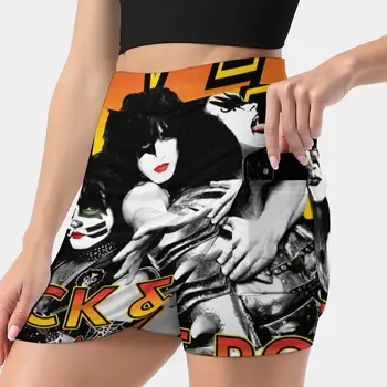 Kiss Rock Band Rock & Roll All Nite Spaceman Catman Starman Women's skirt Mini Skirts A Line Skirt With Hide Pocket Kiss Kiss