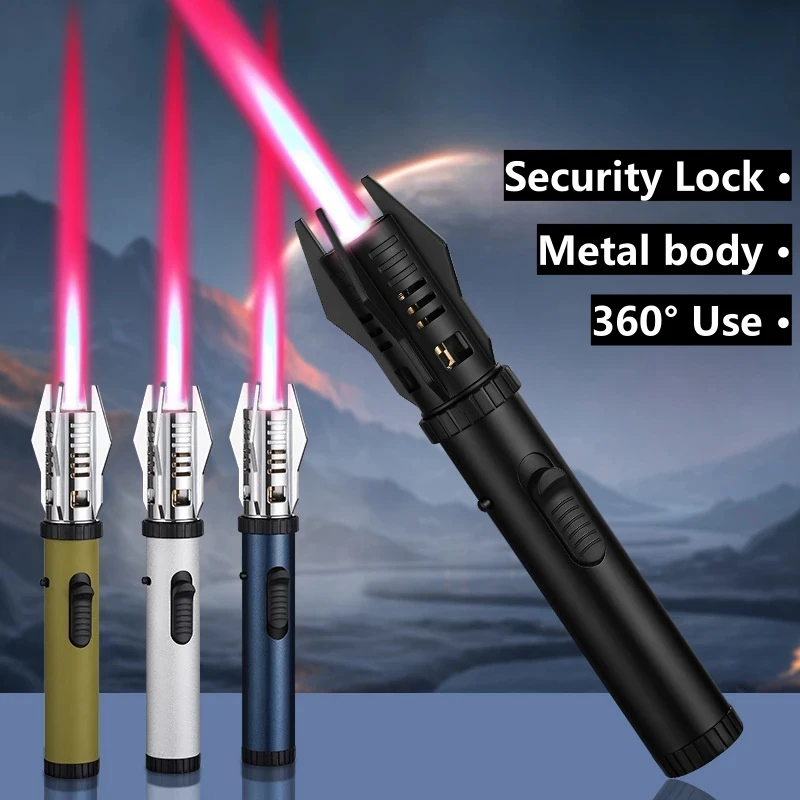 New Planet Lightsaber Butane Gas Lighter Metal Outdoor Windproof 360° Use Turbine Torch Jet Lighter Gun BBQ Welding Cigar Tools