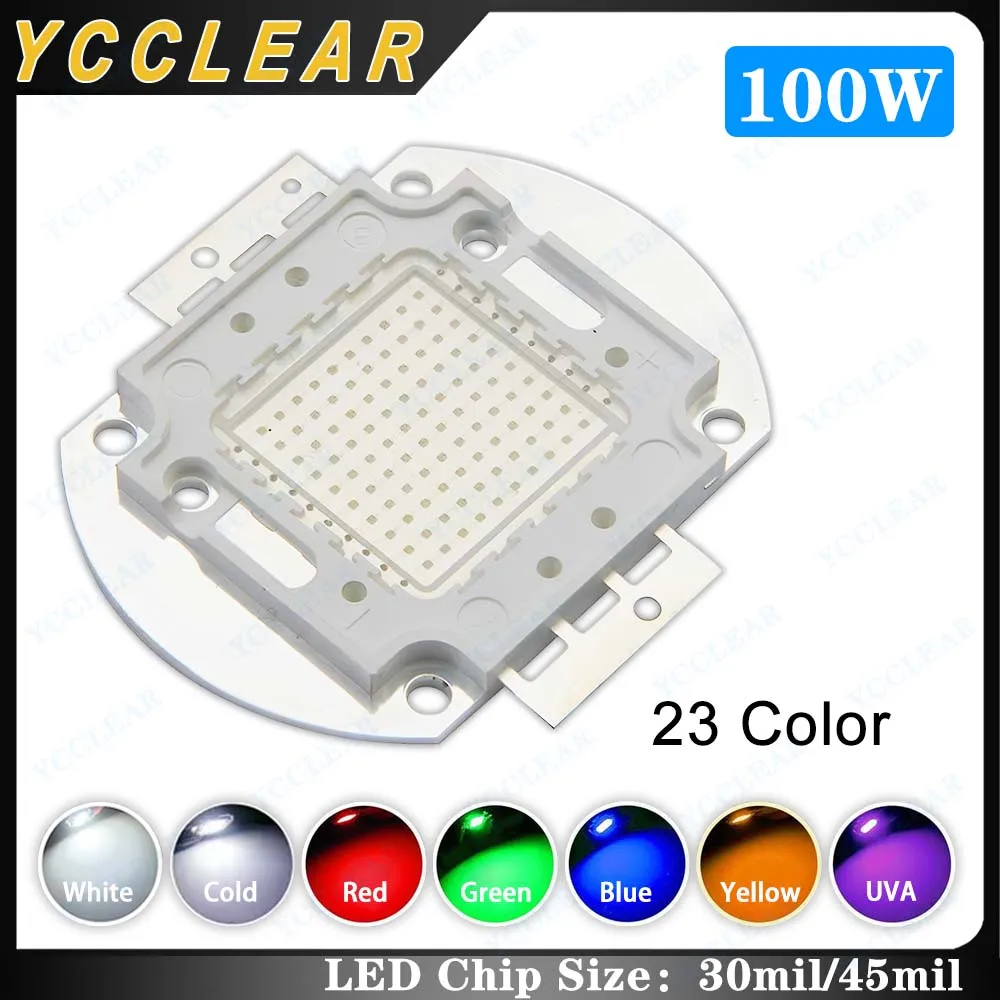 

100W High Quality LED Light Beads Warm Natural White Yellow Amber Red Green Blue RGB IR UVA Full Spectrum 660nm 440nm Grow Chips