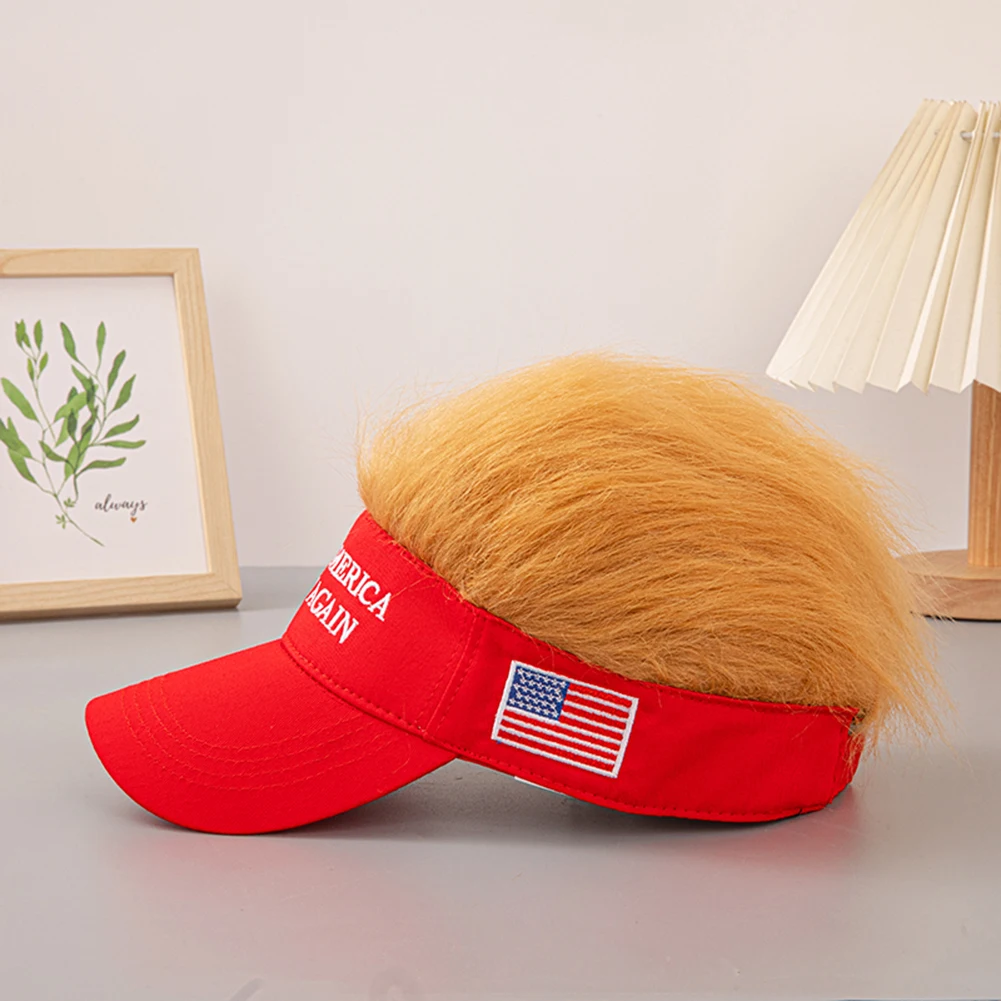 Make America Great Again Election Yellow Hair Wig Cap Funny Wigs Half Hat Trump Hip Hop Baseball Embroidered Unisex Hat