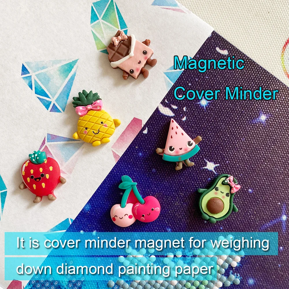 Diamond Painting Magnetic Cover Minders,Fruit Avocado Pineapple Strawberry Cover Holder Magnet for 5D Diamond Accessories Tool