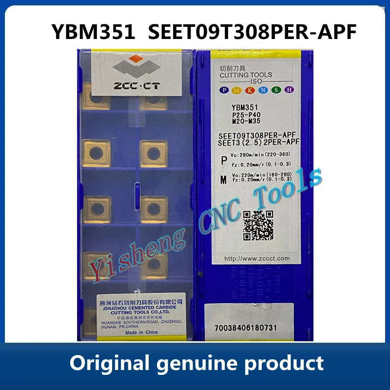 

Free Shipping Original ZCC CT YBM351 SEET09T308PER-APF YB9320 SEET Milling Cutter Inserts CNC cutting tools