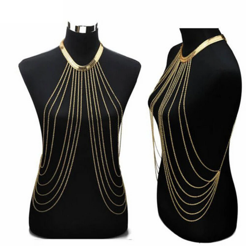 

Body Jewelry Sexy Chest Chain Bikini Belly Chains For Women Cross Waist Chains Female Body Suit Girl Beach Fashion Simple Luxury
