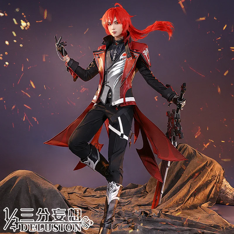 

Diluc New Skin Red Uniforms Cosplay Costume Genshin Impact Cosplay Diluc Anime Fashion Men Role Play Clothes Sizes S-XXL 2022