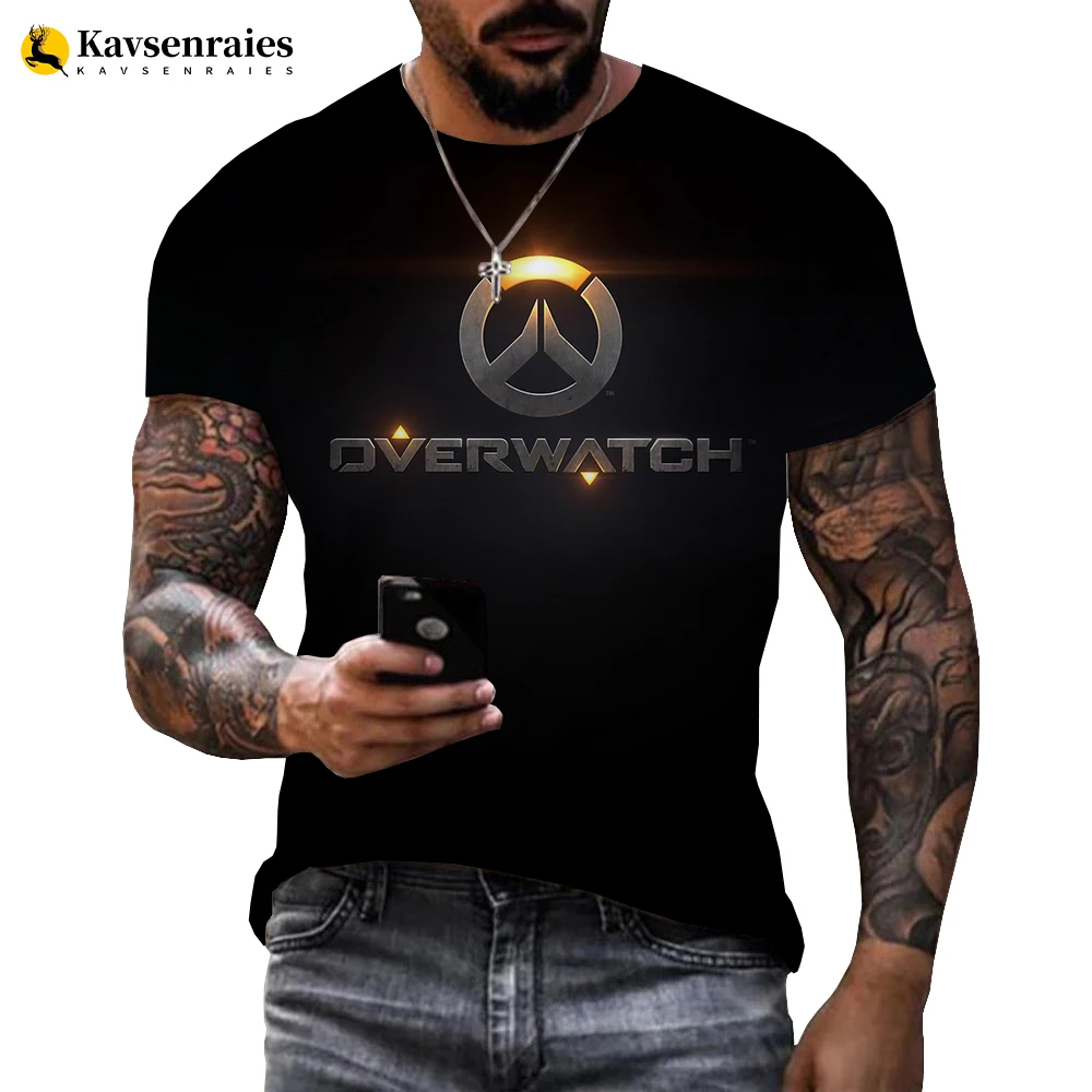 

Футболка Overwatch для мужчин и женщин, модный Повседневный Топ оверсайз с 3d-цифровым принтом, с коротким рукавом, для игрового поля боя, 6XL, на лето