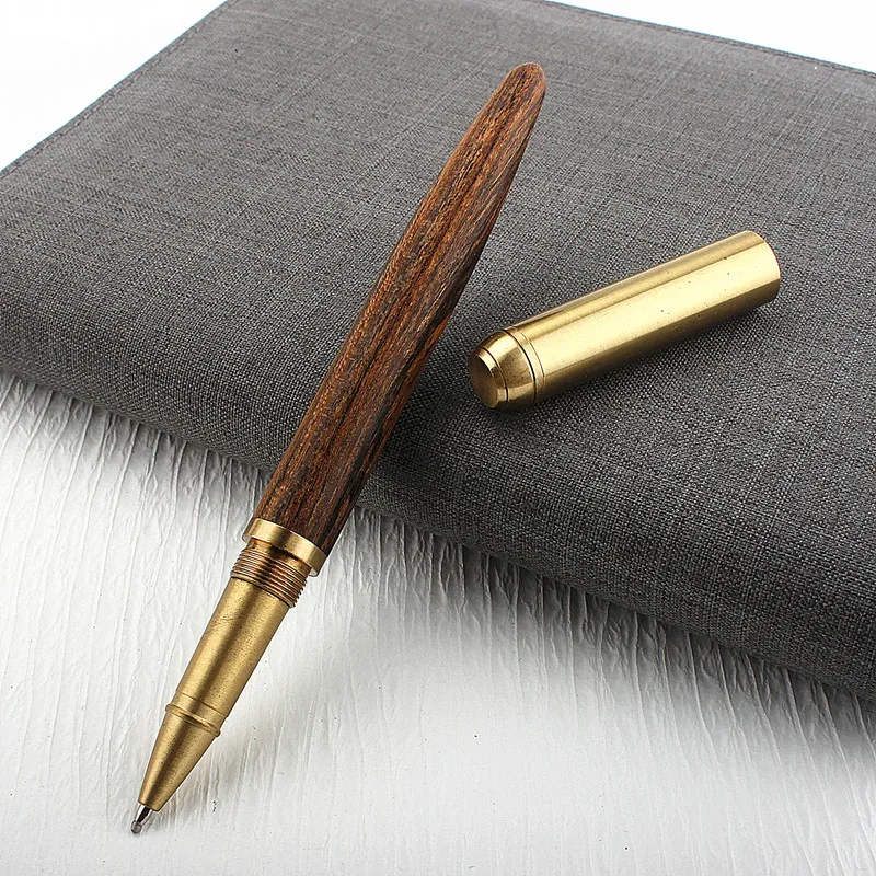 High Quality Wooden Roller Ball Pens Red Black Golden Trim Stationery Office School Supplies New