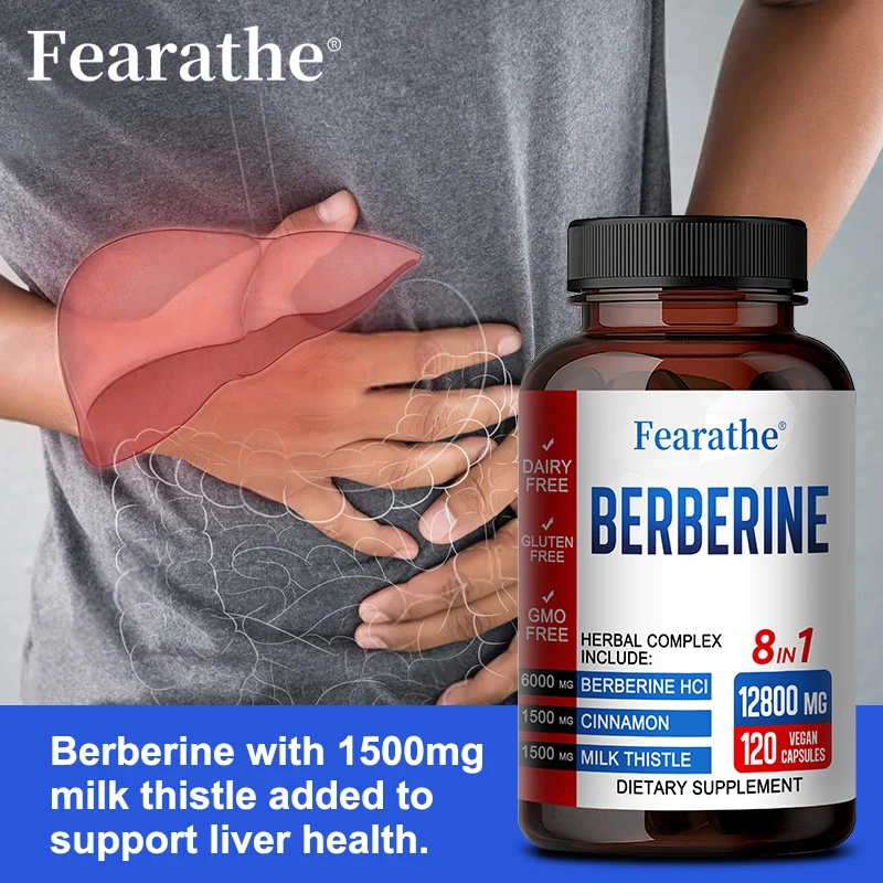 Ultra High Strength Berberine Supplement 12,800 Mg with Ceylon, Milk Thistle-Supports Immune, Cardiovascular and GI Health berberine capsules