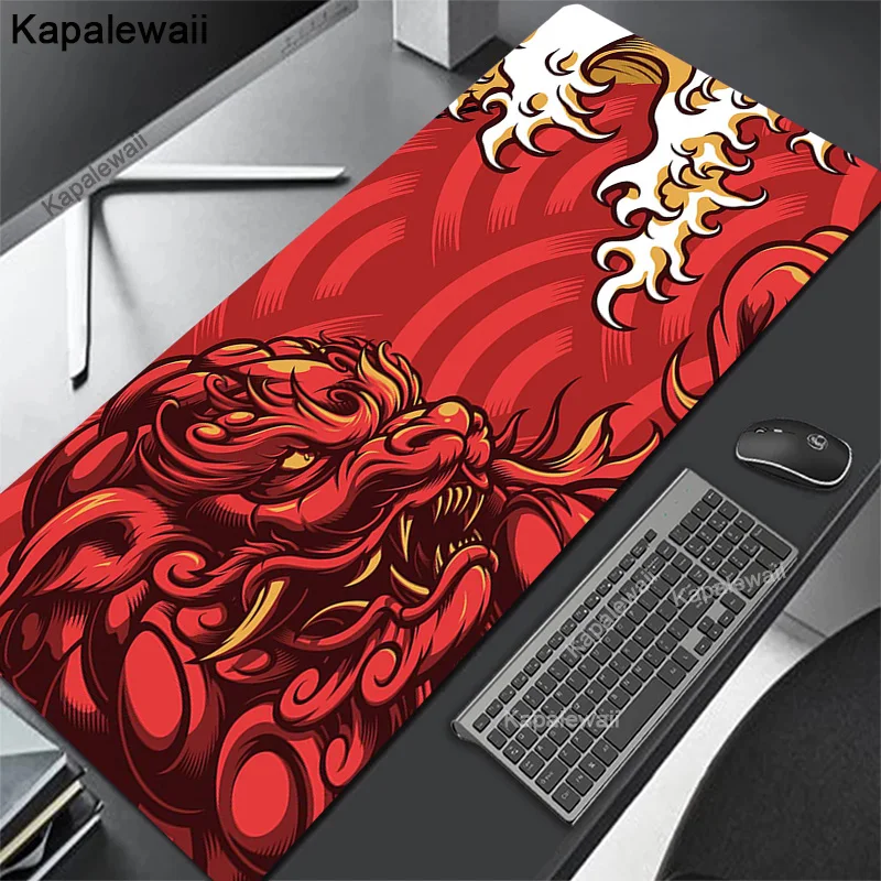 thumbnail image 1 of Oni-alfombrilla grande para ratón de juegos, tapete japonés negro para mesa de escritorio, alfombrilla grande para ratón XXL 90x40, alfombrilla para teclado y ratón, empresa 100x50, 1 of 5