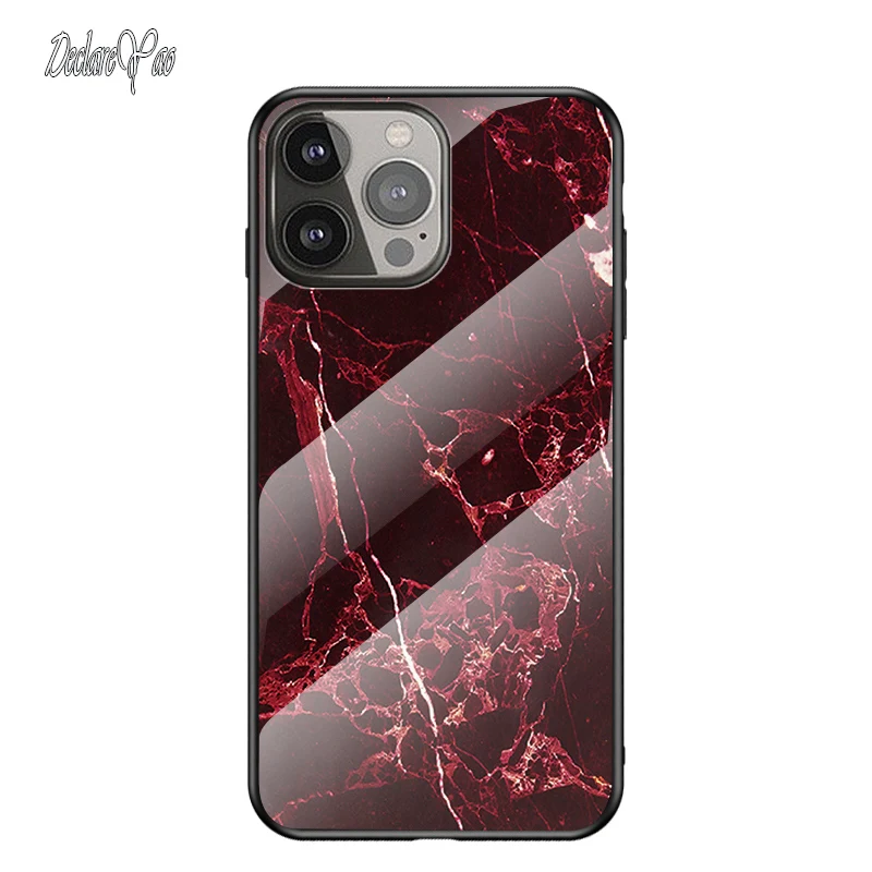 13 Pro Case DECLAREYAO Soft Edge Glass Coque For Apple iPhone 12 Pro 11 14 Max X XS XR SE 2 3 7 8 Plus Case Hard Tempered Glass cheap iphone 11 cases iPhone 11 / XR