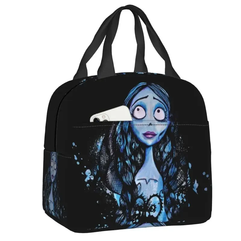 

Halloween Film Corpse Bride Insulated Lunch Bag for Women Portable Ghost Tim Burton Thermal Cooler Lunch Tote Office Work School
