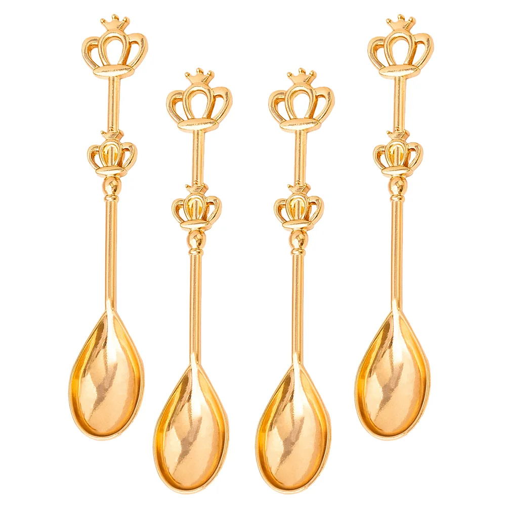 

Golden Crown Spoon Set Small Teaspoon Coffee Spoon Ice Cream Dessert Spoon Silver Gold Stainless Steel Spoon For Coffee Tea