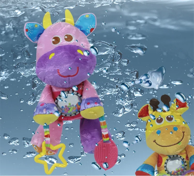Baby Cartoon Animal Wind Chimes Teether Beads Bedside Hanging Toy Soft Plush Material