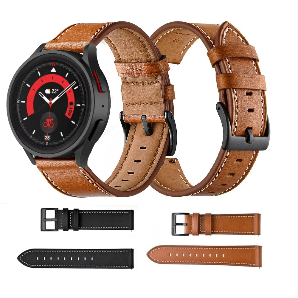 

Ремешок из натуральной кожи для Samsung Galaxy Watch 5 44 мм 40 мм, классический браслет для Galaxy Watch 4 40 мм 44 мм 46 мм 42 мм