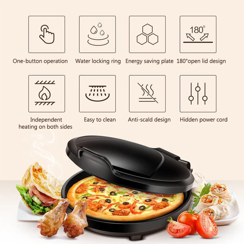 30CM Diameter Baking Pan Double side Heating Non-stick Barbecue Grill Pizza Cake Scone Baking Tools Fish Steak Frying Machine 4