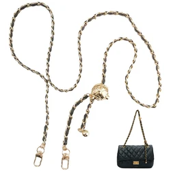 Synthetic Leather Purse Chain Strap Adjustable 47.2 Inch Long Thin Chain Strap with Buckles Flat Chains Accessories Crossbody