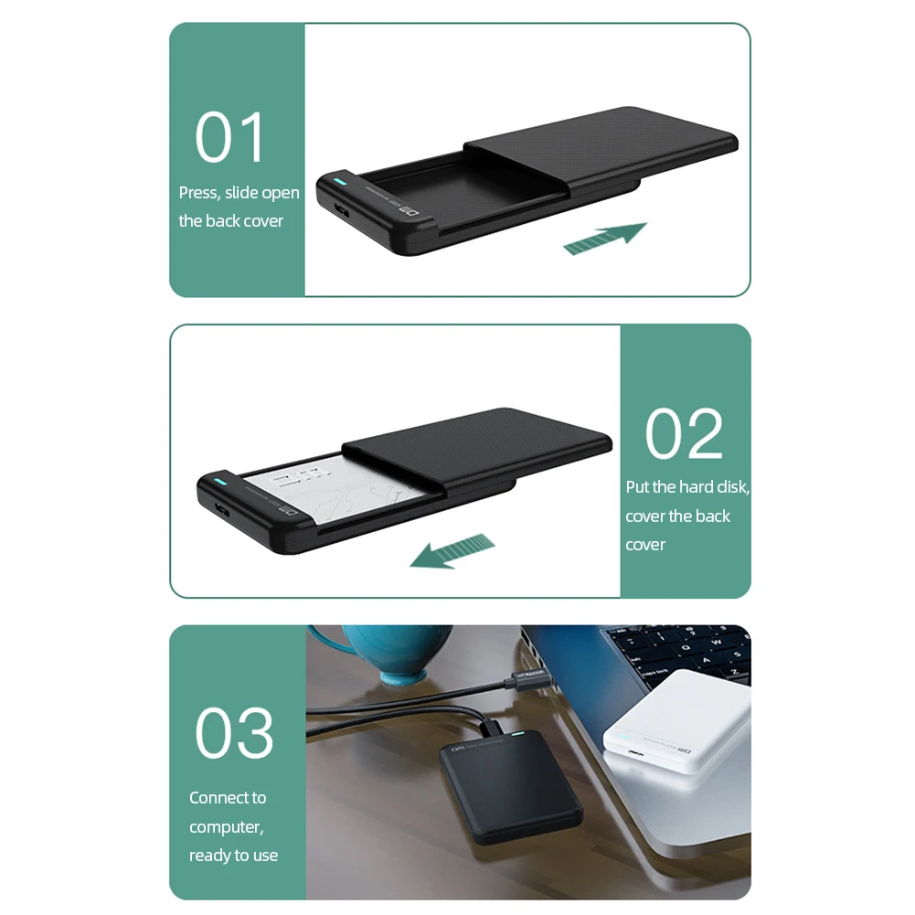2.5 인치 HDD 케이스, 5Gbps USB 3.0 SATA 3 SSD 케이스, 2.5 인치 7mm 9mm SSD SATA