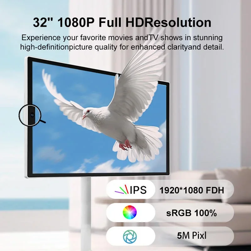 Full HD1080p television Smart tv 21.5 inch Touch Screen wireless Portable mobile tv Battery Power Android smart with camera