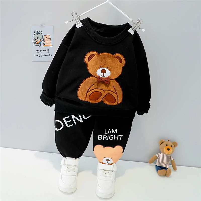 

Spring Baby Girl Boy Clothing Sets Child Cartoon Bear T Shirt Pants Toddler Infant Outfits Kids Casual Tracksuit 2 Piece Suit