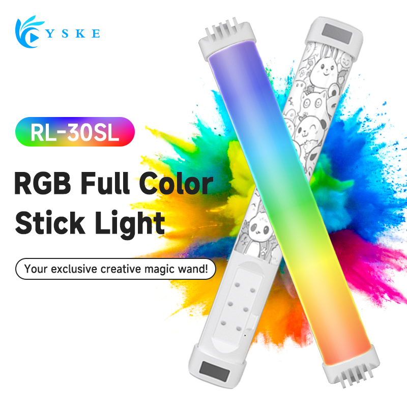 YSKE RGB LED Video Light Stick Handheld Portable for Photography YouTube TikTok Vlog Studio Painting Lighting 6500K