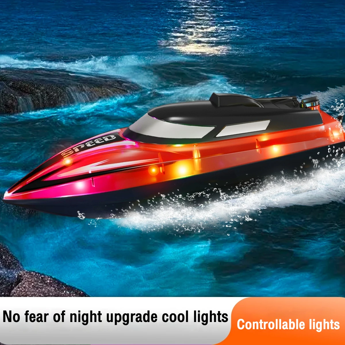 Bateau RC Télécommandé avec Lumières LED - 2 Batteries