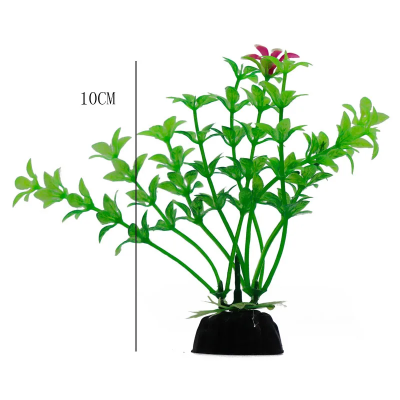 Vibrant Underwater Landscape Decoration - Green & Purple Aquatic Plants and Flowers