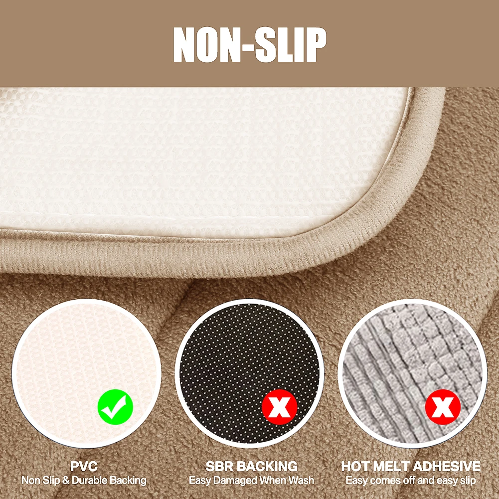 3 Pieces Memory Foam Bath Rugs Absorbent Non-Slip Washable Bathroom mats Floor Carpets