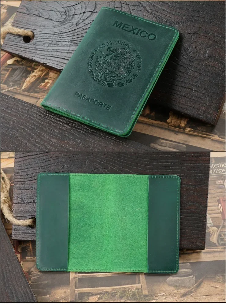 Mexico Genuine Leather Passport Cover For Mexican Credit Card Holder Vintage Men Women Passport Case Travel Wallet leather wallet,passport holder
