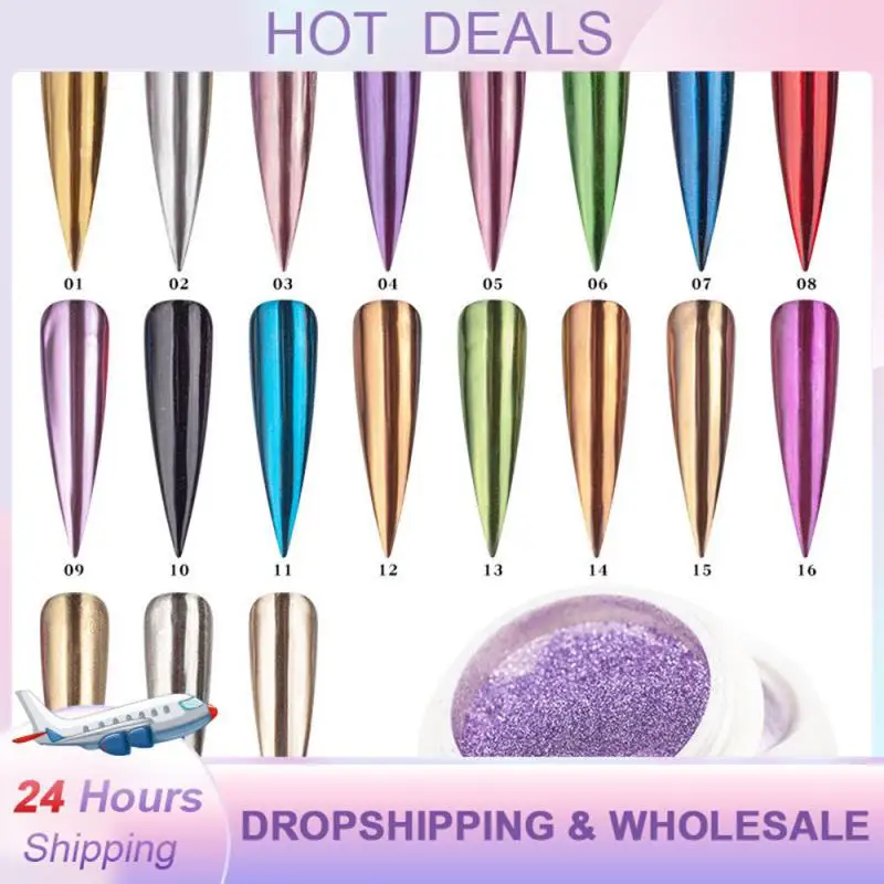 12G Nail Mirror Glitter Powder Metallic Colorful Dust Metal Effect Glitter Per Unghie Gold Nail Art Uv Gel Polish Chrome Flakes Dust