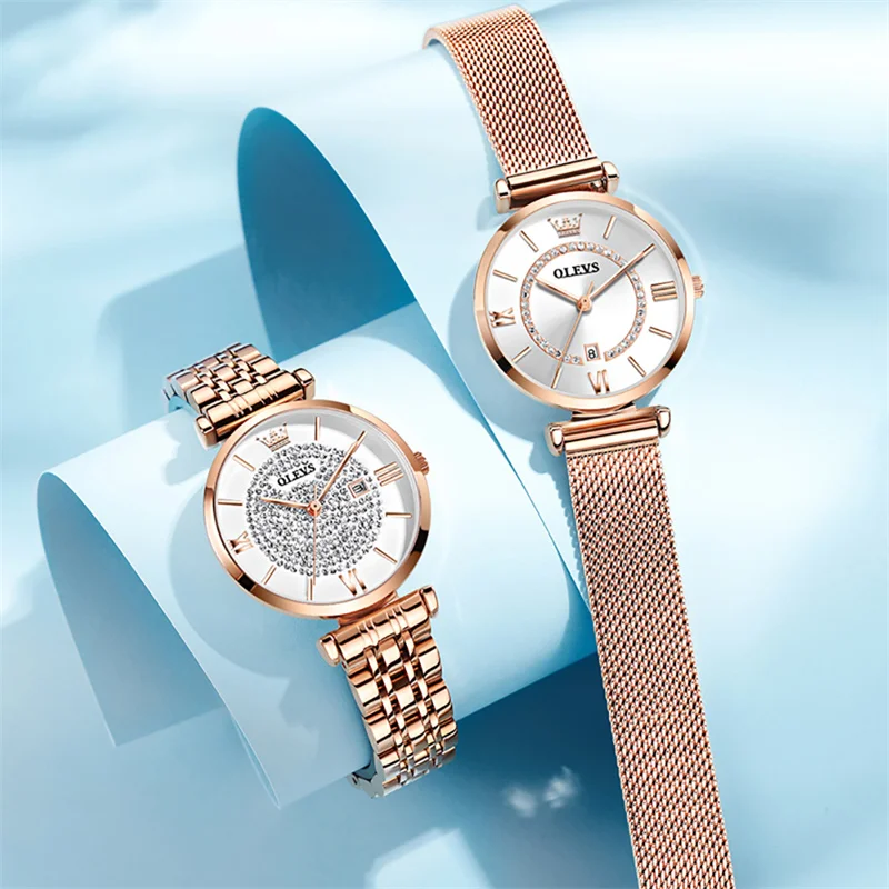 New OLEVS High Quality Watch Women Diamond Fashion Steel Bracelet Waterproof Quartz WristWatches Ladies Watch reloj para mujer