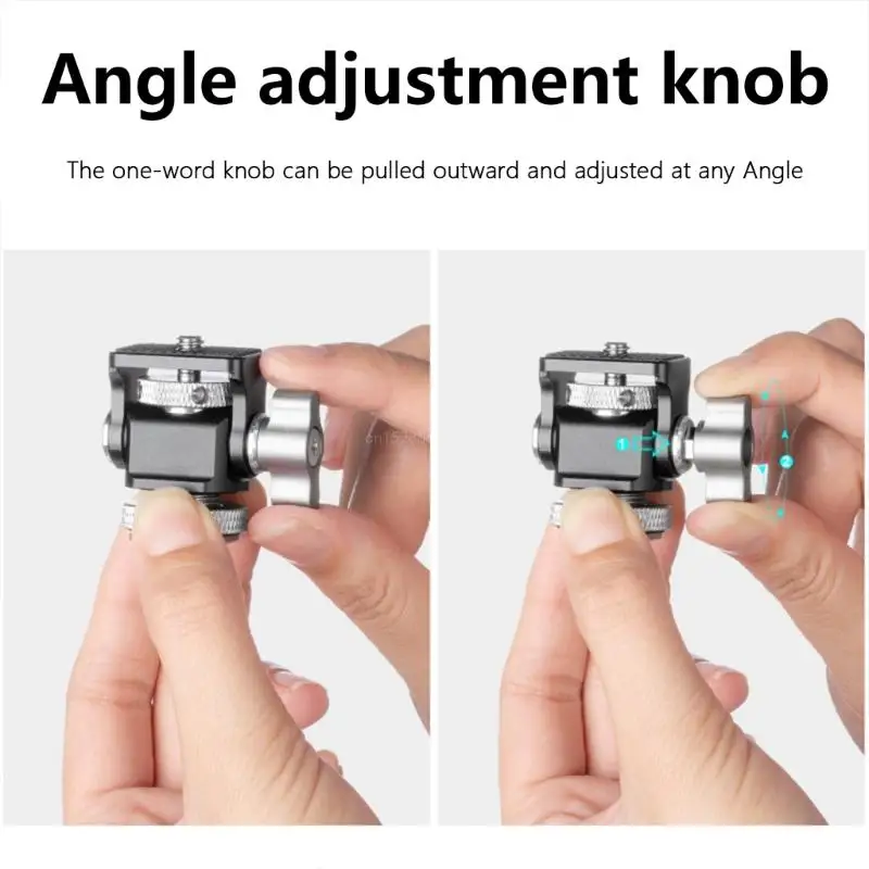 Adjustable Camera Monitors Mount Hot Shoe Bracket Standard 1/4in 360 Rotation 180 Tilt with Secure Thumbscrew Lock