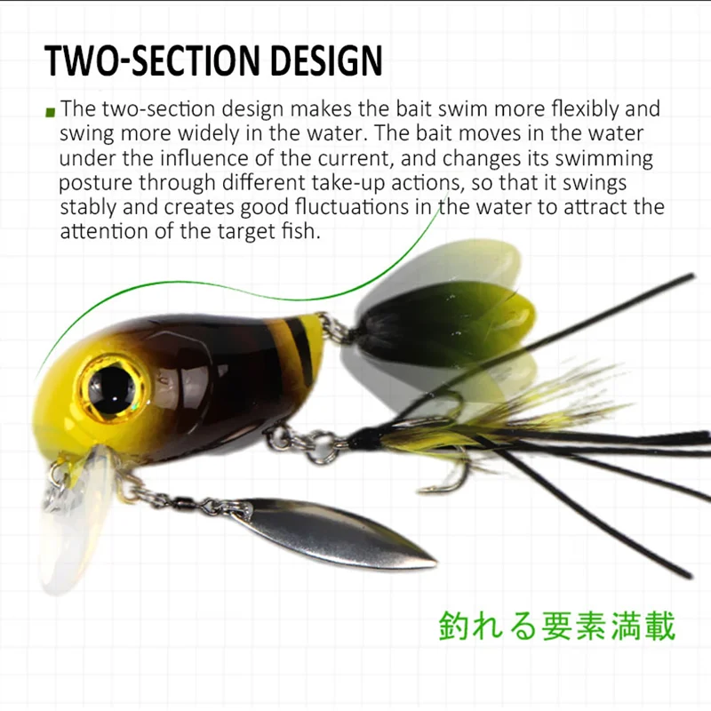 1Pcs Floating Crank Bait 8g Two-Section Design Fishing Lure Pesca Wobbler Artificial Hard Bait With Treble Hook Rotating Sequins