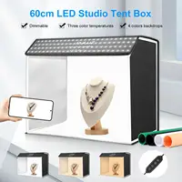 PULUZ 60 x 40cm Photo Studio LED Light Box Portable 24x16x20inch Cuboid Photography Studio Tent Kit with 4 Colors Backdrops Box - Image 2