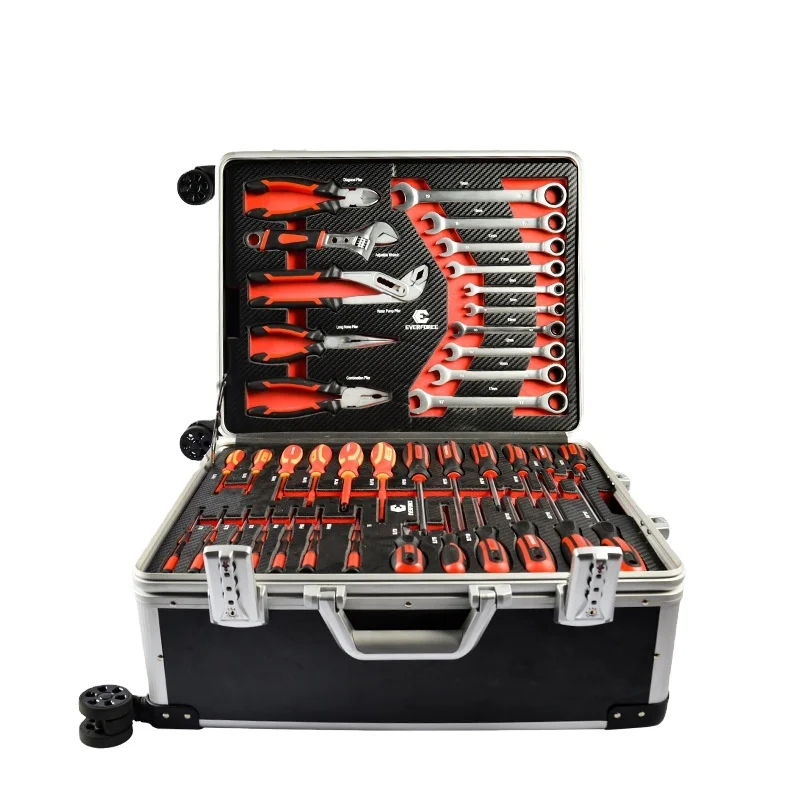 

238 Stück Aluminium Trolley Case Werkzeugset Silver House Repair Kit Set Haushalts handwerkzeug Set