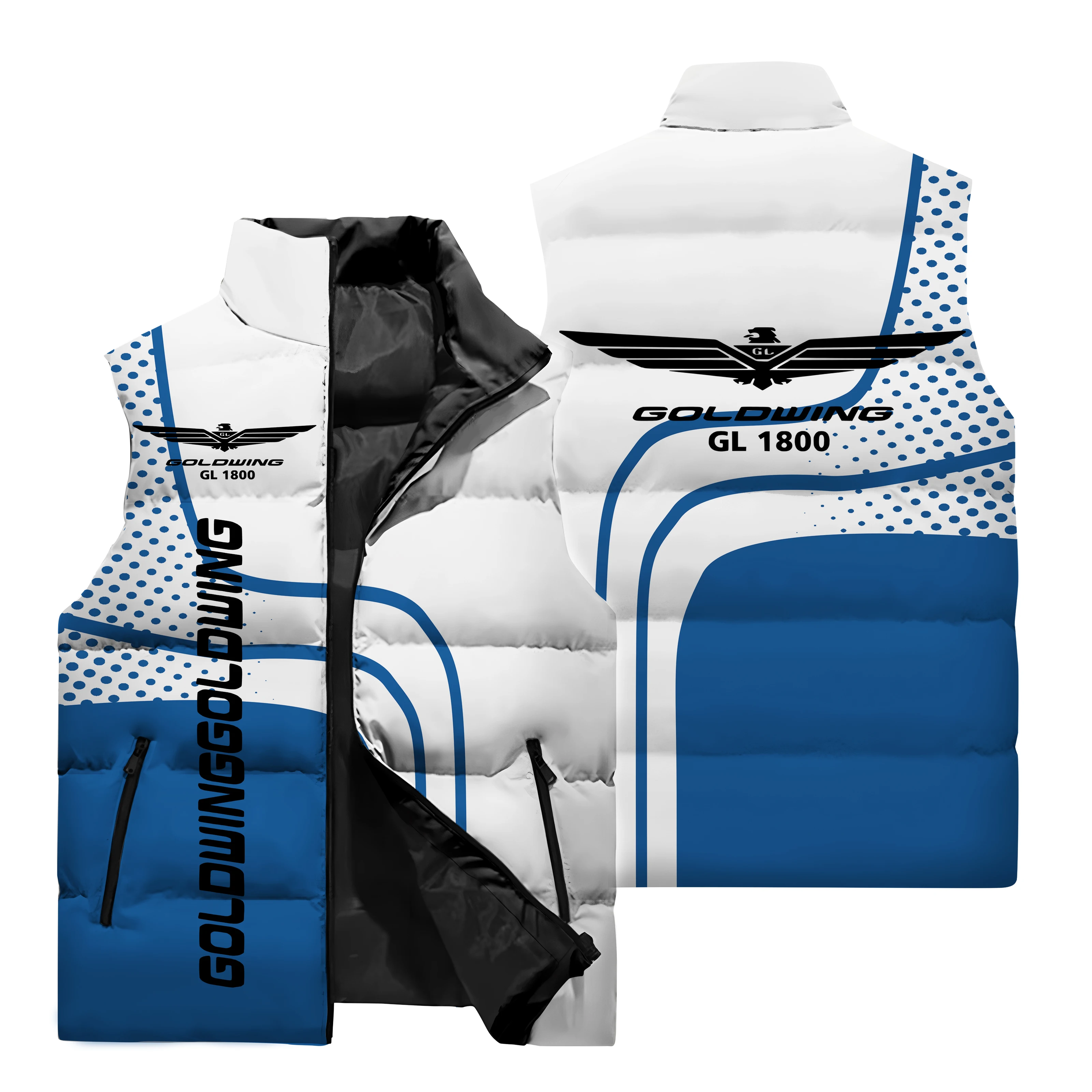 Nueva chaqueta sin mangas cálida y cómoda de otoño e invierno para hombre con exquisito estampado del logotipo del camión GOLDWING en 3D