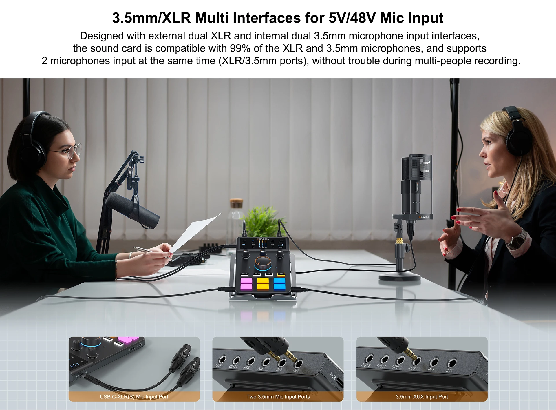 ADCaster C1 C1-K1 Audio Interface With XLR Microphone For Streaming/Gaming/Podca