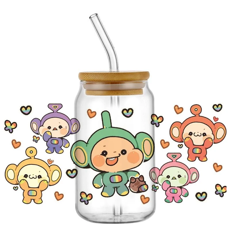 Minoso Cute Baby 3D UV DTF Cartoon Decal For 16oz Libbey Glass Can Cup High quality uvdtf Coffee Car Sticker