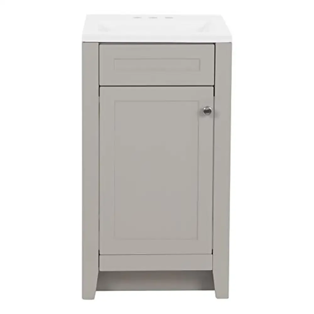 18" Wyre Bathroom Vanity with White Single Sink Gray Cabinet Shaker Style Door Soft Close Hinges Cultured Marble Top Flexible