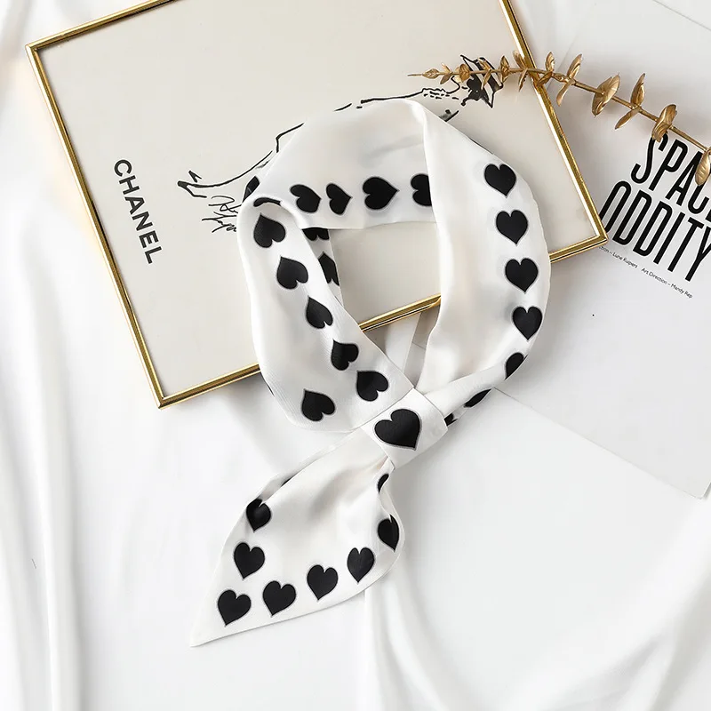 Chanel White and Black Ribbon Silk Scarf